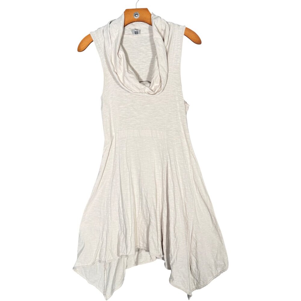 Tristan Lagenlook Dress Slubbed Cotton Off White Layering Cowl Neck Asymmetrical